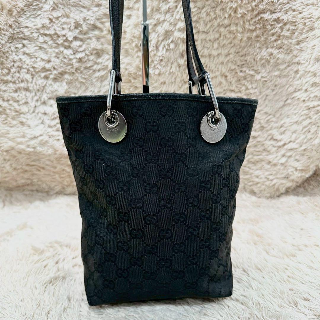 【美品】グッチ トートバッグ ブラック GG柄 キャンバス ユニセックス