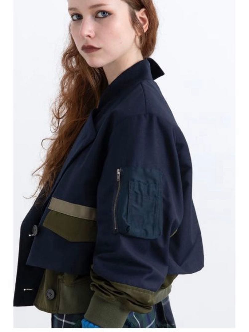 AULA AILA ショートトレンチ　MA1 ネイビー・オリーブバイカラー