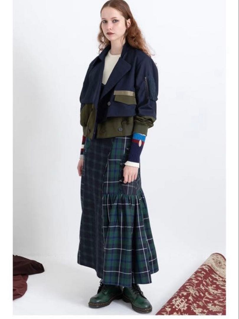 AULA AILA ショートトレンチ　MA1 ネイビー・オリーブバイカラー