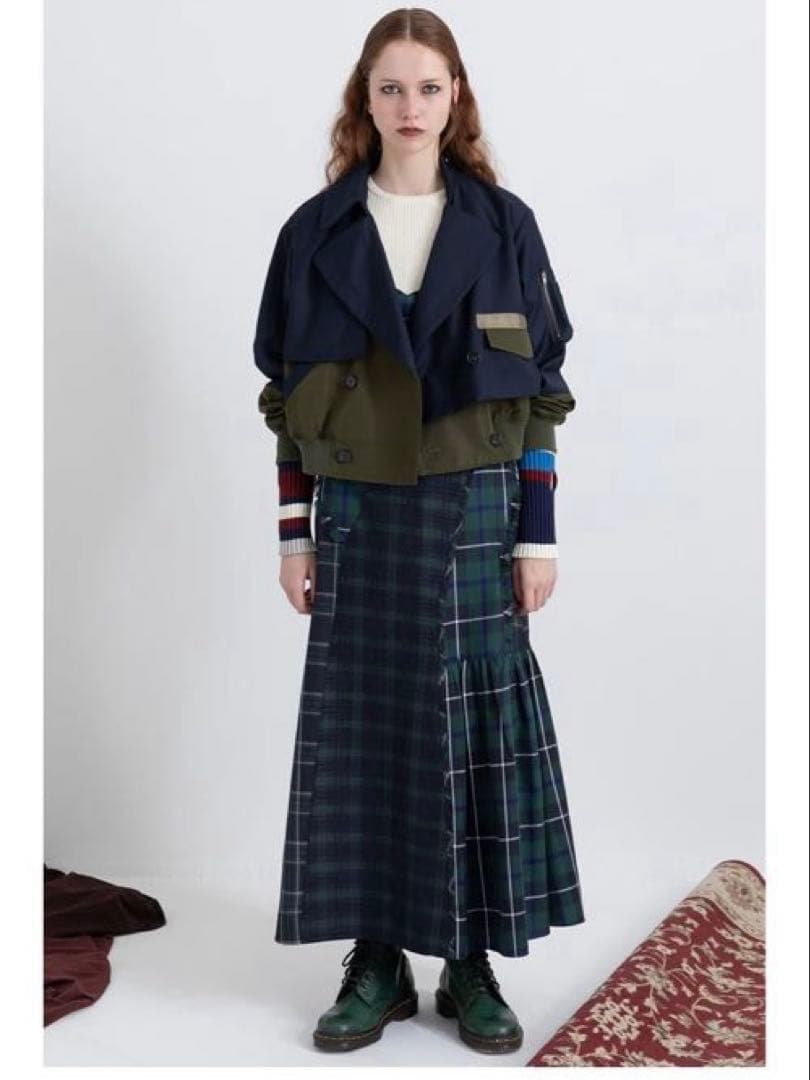 AULA AILA ショートトレンチ　MA1 ネイビー・オリーブバイカラー