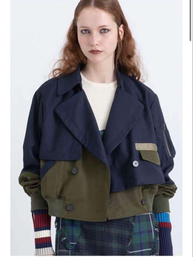 AULA AILA ショートトレンチ　MA1 ネイビー・オリーブバイカラー