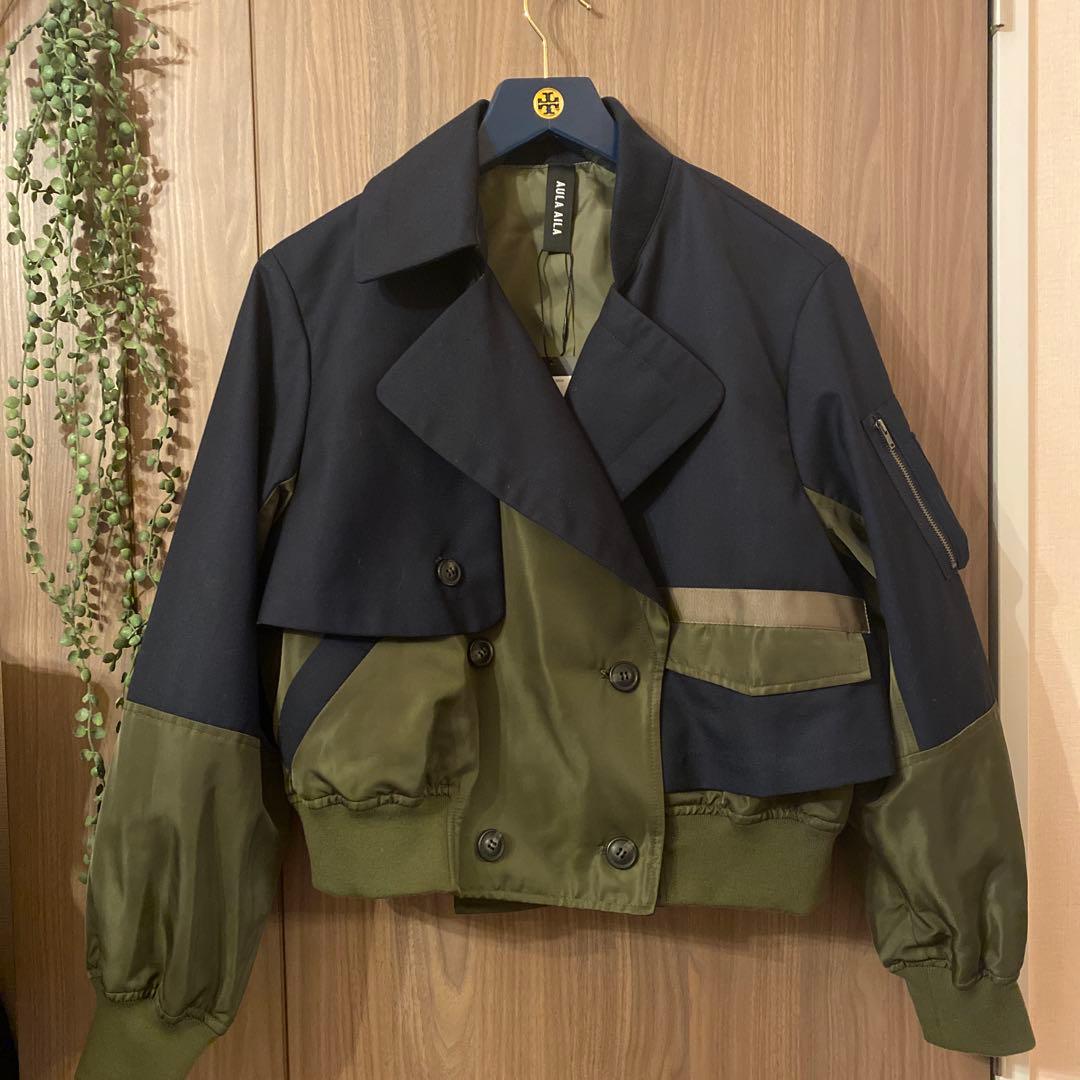 AULA AILA ショートトレンチ　MA1 ネイビー・オリーブバイカラー