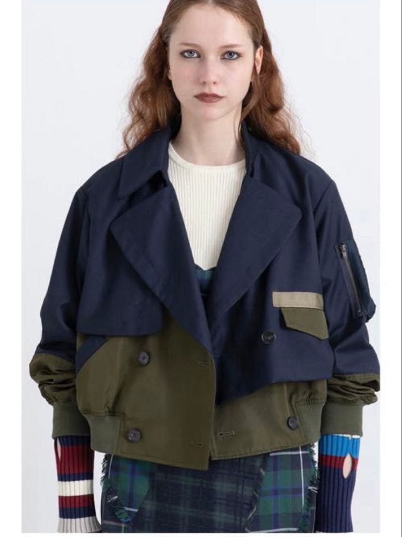 AULA AILA ショートトレンチ　MA1 ネイビー・オリーブバイカラー