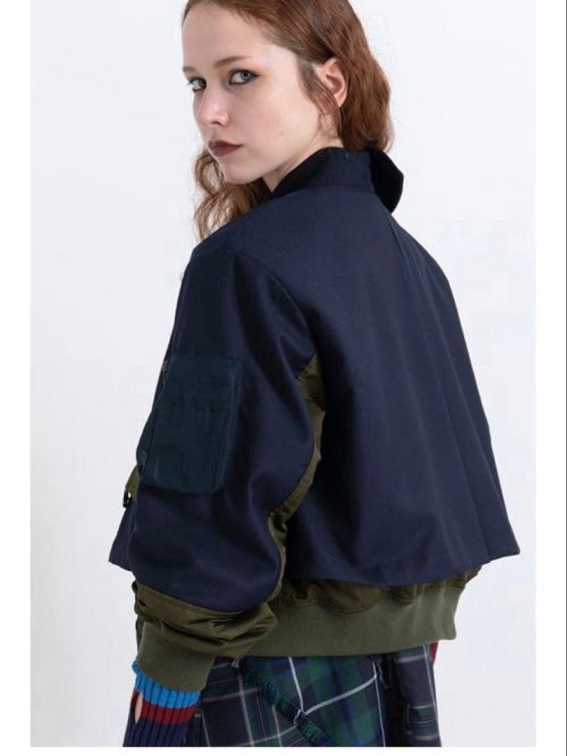 AULA AILA ショートトレンチ　MA1 ネイビー・オリーブバイカラー