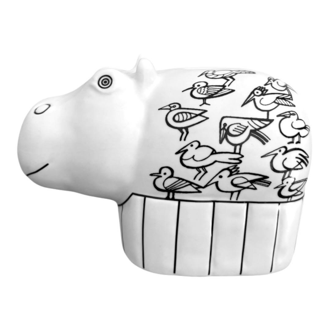 リサラーソン バスタブのカバ貯金箱 波佐見焼 白 置物/磁器