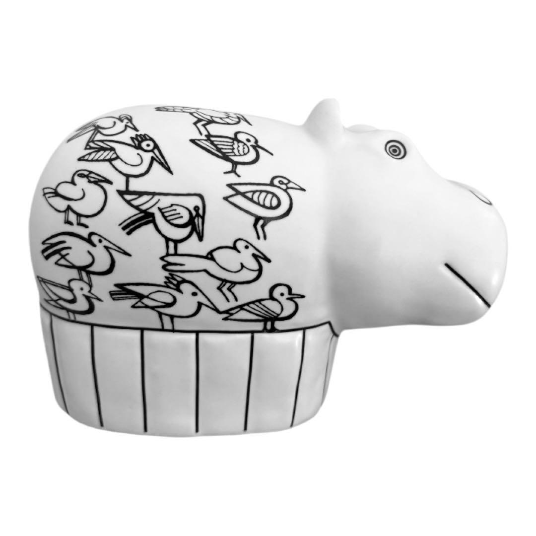 リサラーソン バスタブのカバ貯金箱 波佐見焼 白 置物/磁器