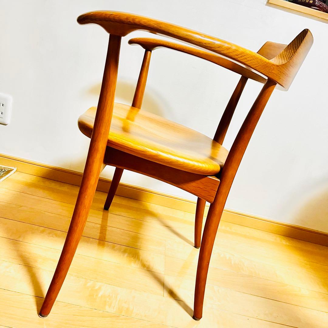 【美品】飛騨産業 HIDA クレセントアームチェア ウォールナット キツツキ②