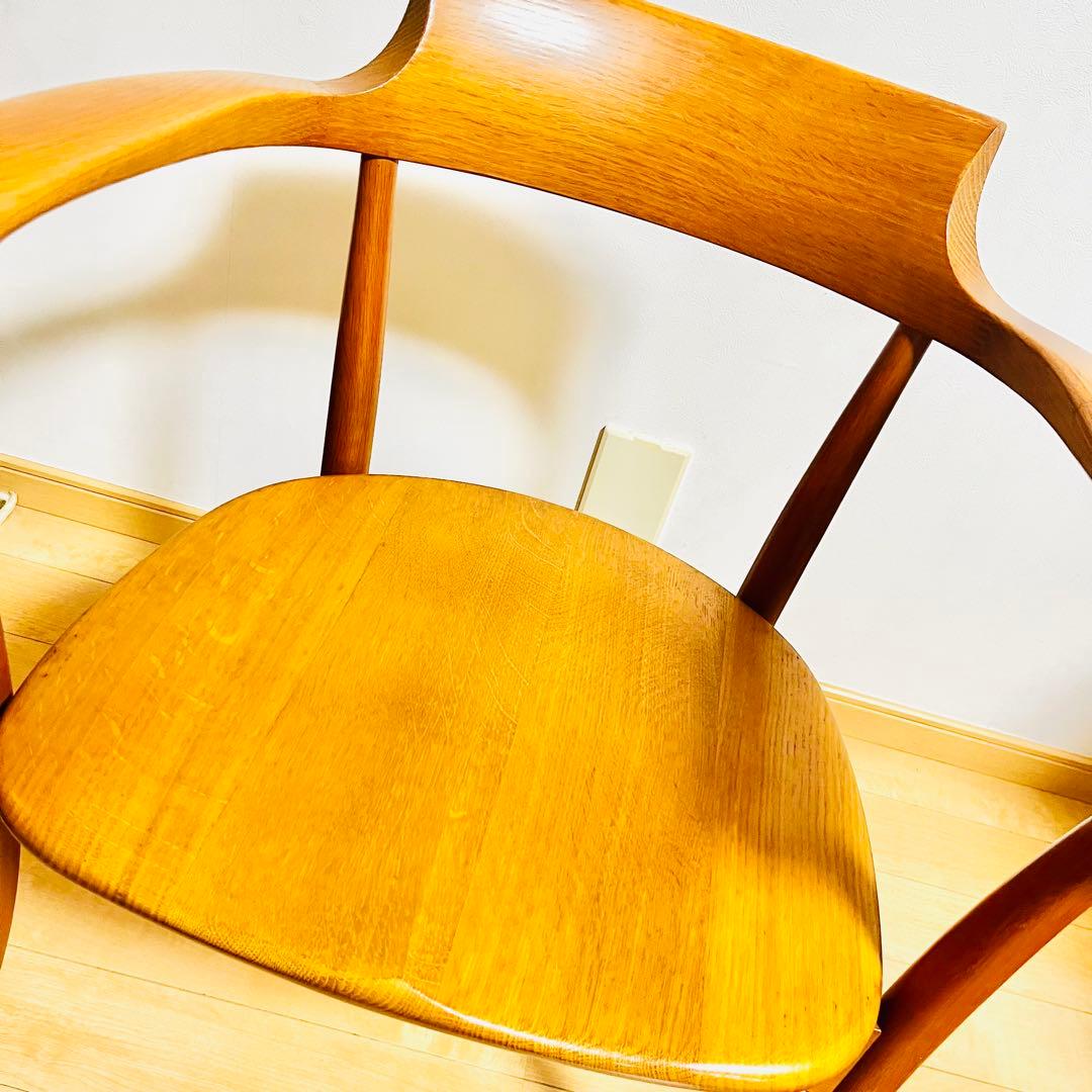 【美品】飛騨産業 HIDA クレセントアームチェア ウォールナット キツツキ②