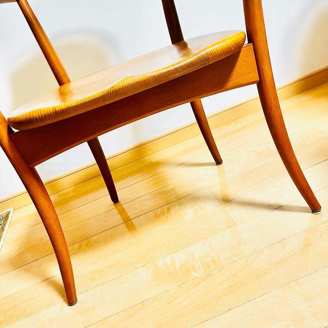 【美品】飛騨産業 HIDA クレセントアームチェア ウォールナット キツツキ②