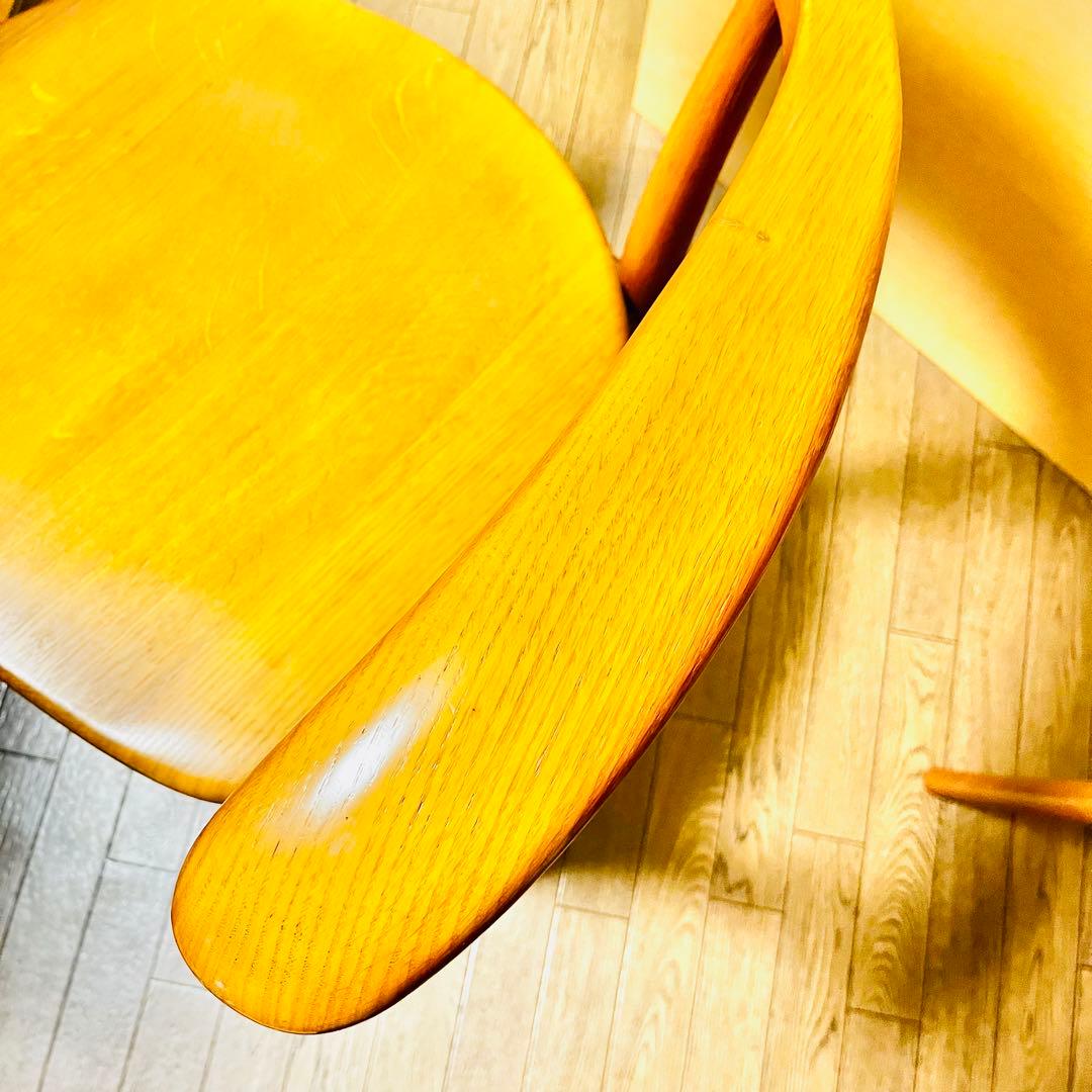 【美品】飛騨産業 HIDA クレセントアームチェア ウォールナット キツツキ②