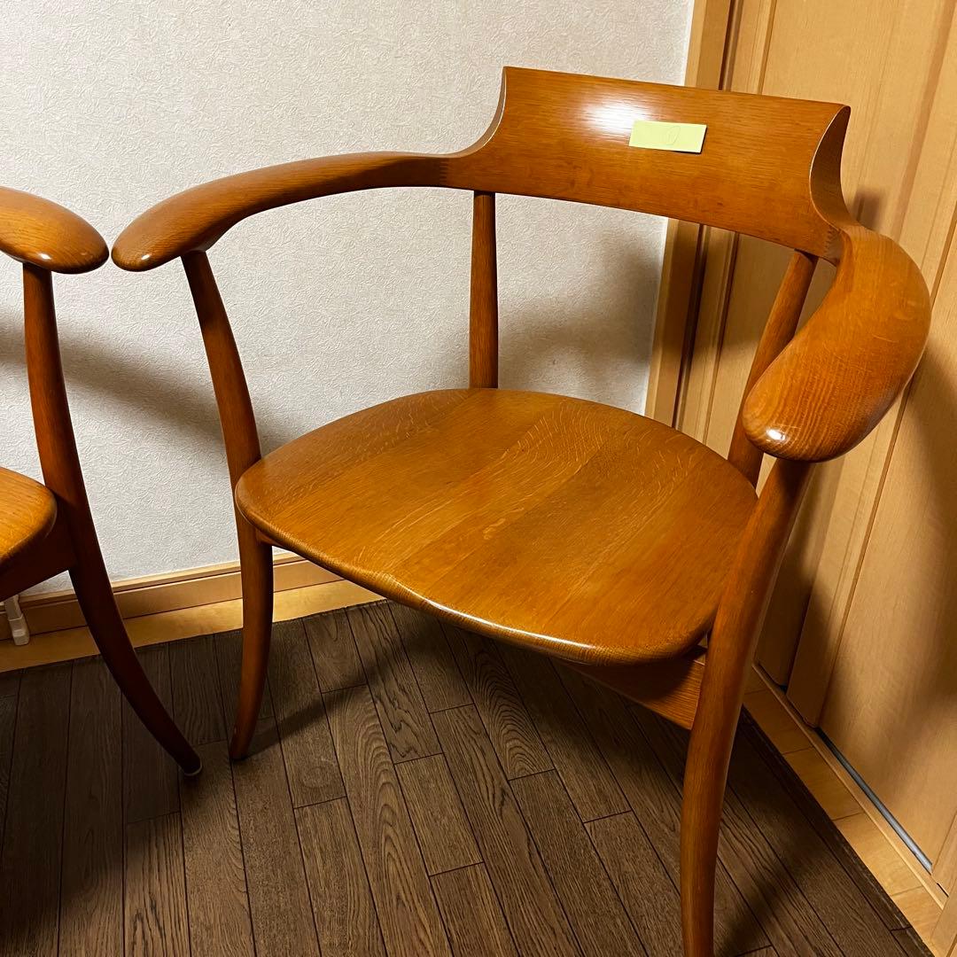 【美品】飛騨産業 HIDA クレセントアームチェア ウォールナット キツツキ②