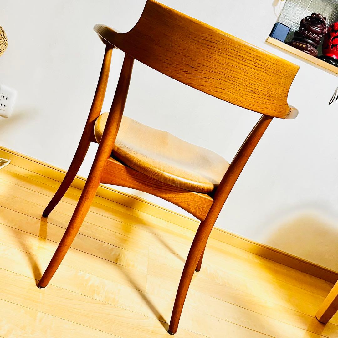 【美品】飛騨産業 HIDA クレセントアームチェア ウォールナット キツツキ②