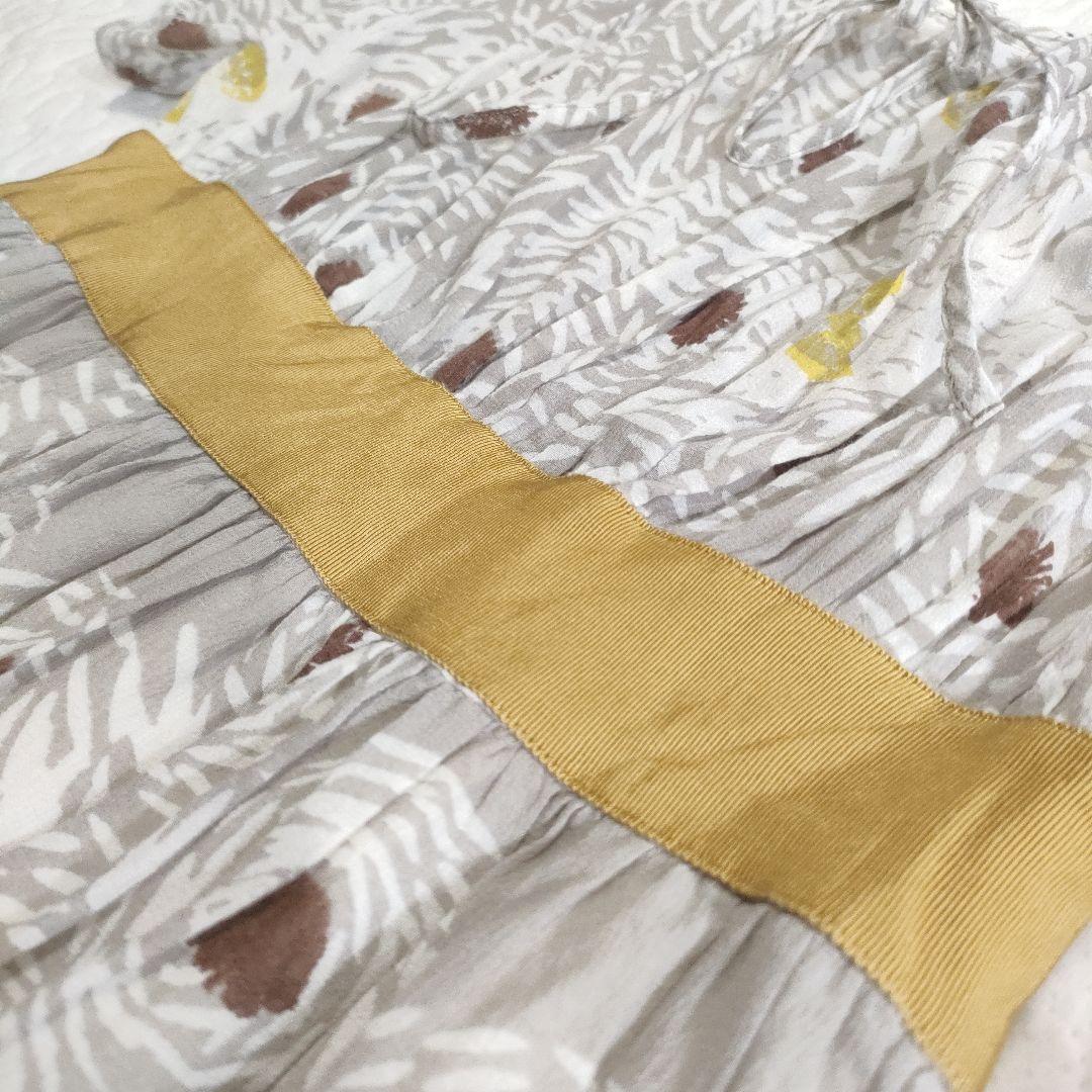 ミナペルホネン　papillon　コットンフレアワンピース　総柄　グレー　1