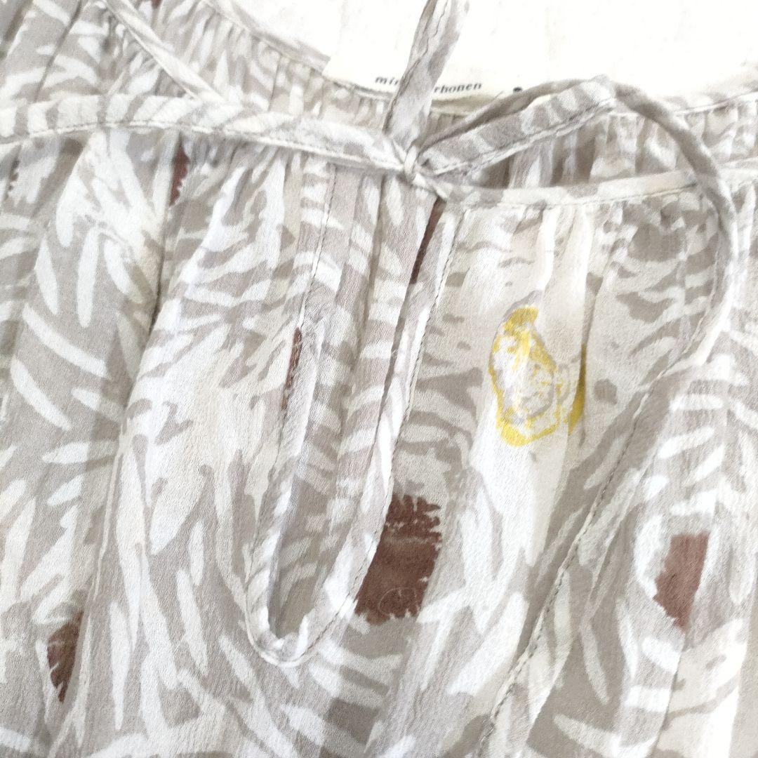 ミナペルホネン　papillon　コットンフレアワンピース　総柄　グレー　1