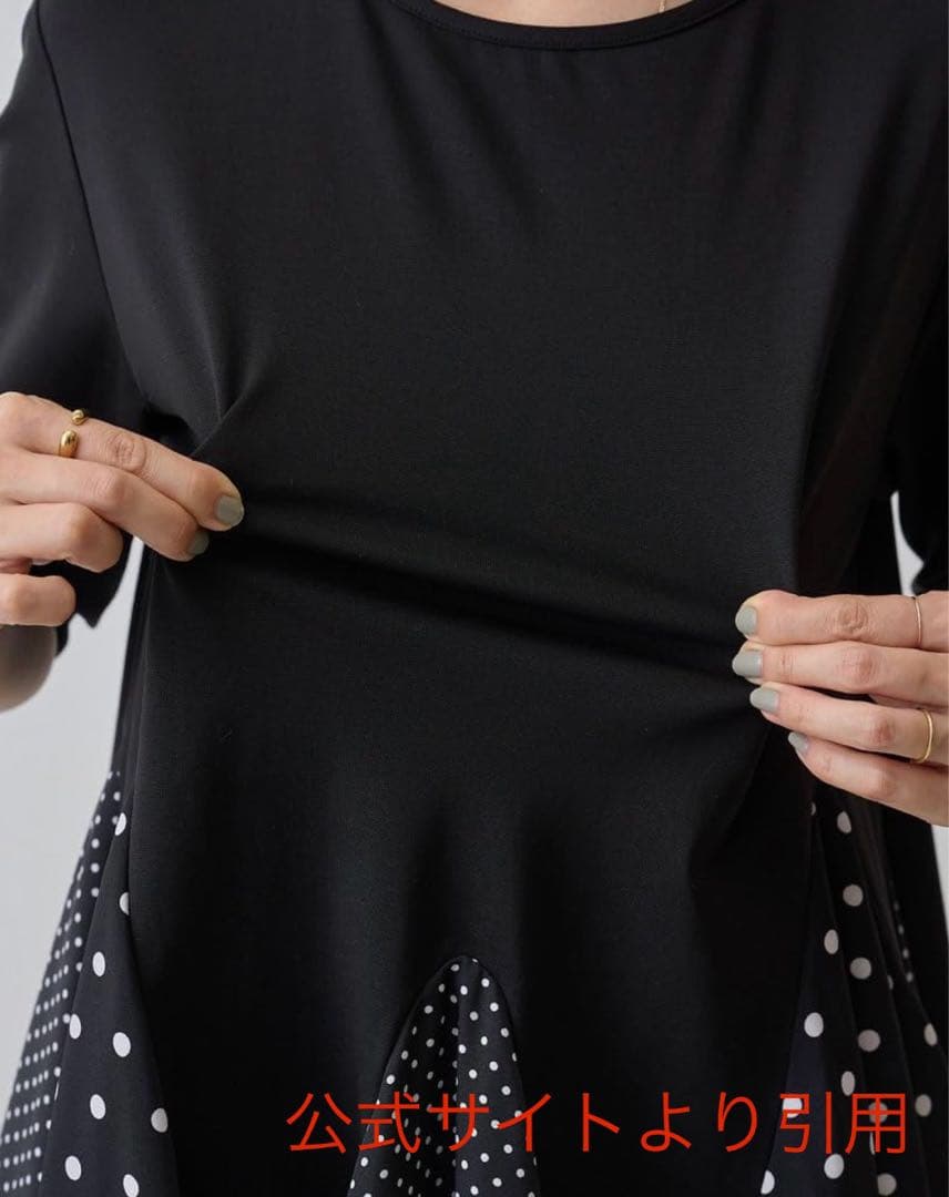 BEARDSLY ビアズリー　ドットヘムフレアチュニック　黒