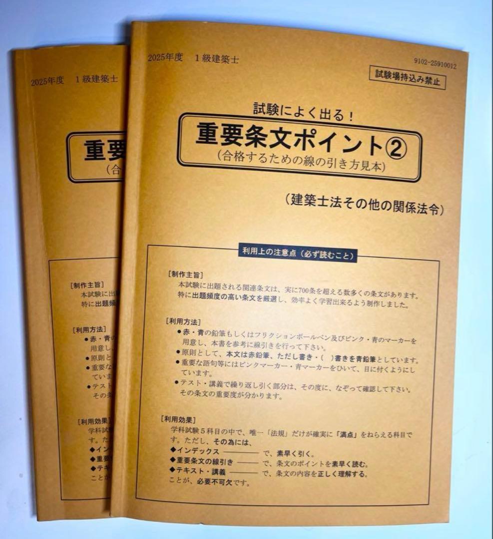 【計4冊】日建学院　一級建築士線引き集　他分野別厳選問題集 等