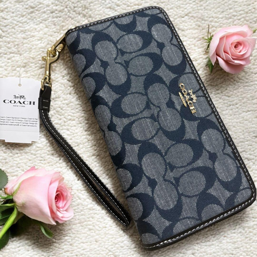 【新品】COACH 長財布 ネイビー/新品