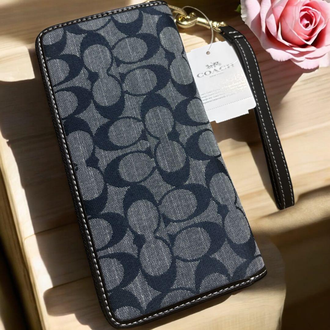 【新品】COACH 長財布 ネイビー/新品