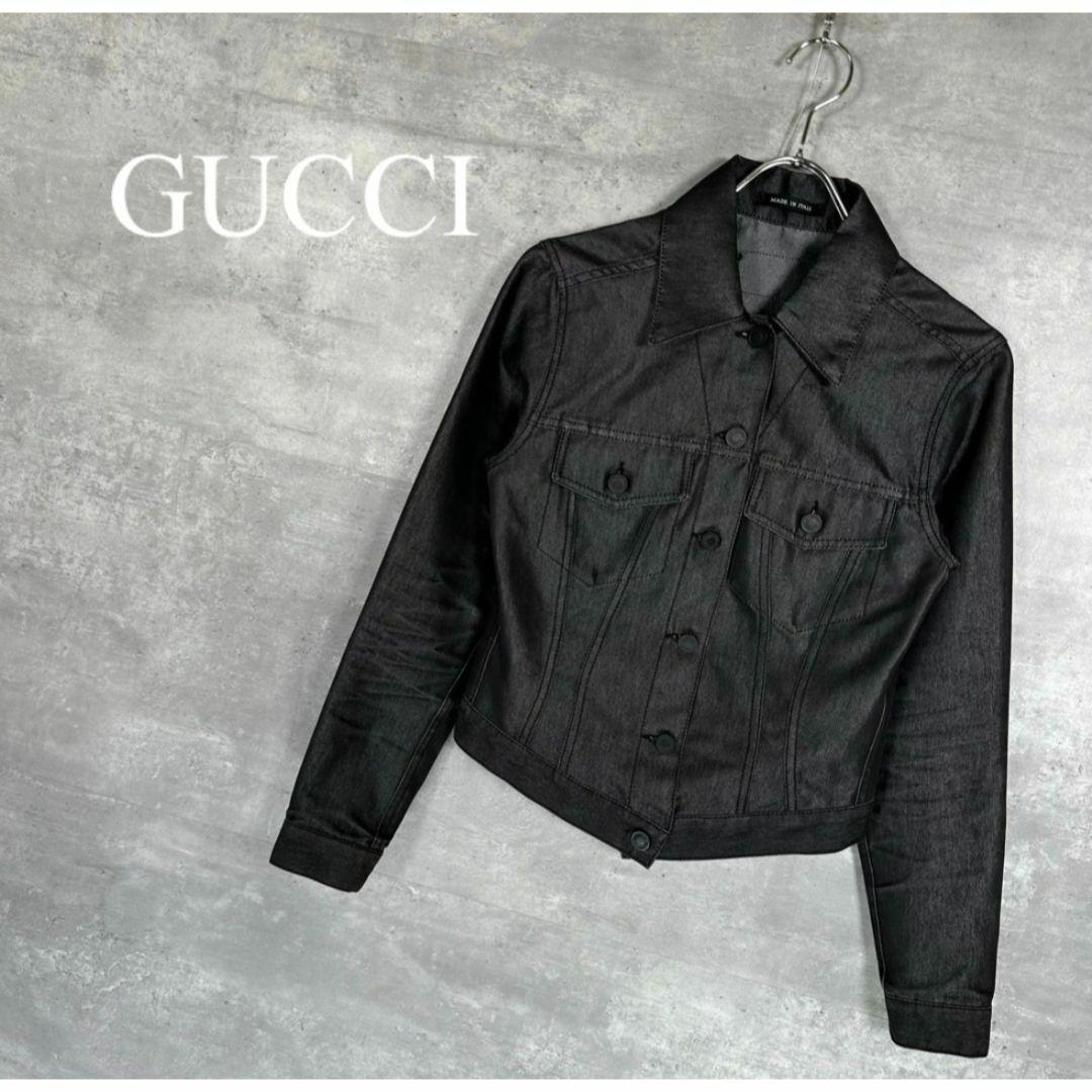 『GUCCI』グッチ (38) ロゴボタン デニムジャケット