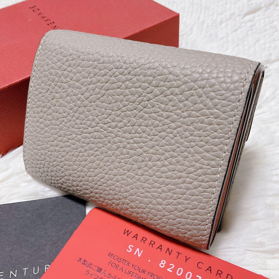 ♡超極美品♡ボナベンチュラ 三つ折り財布 スモールウォレット グレージュ ピンク