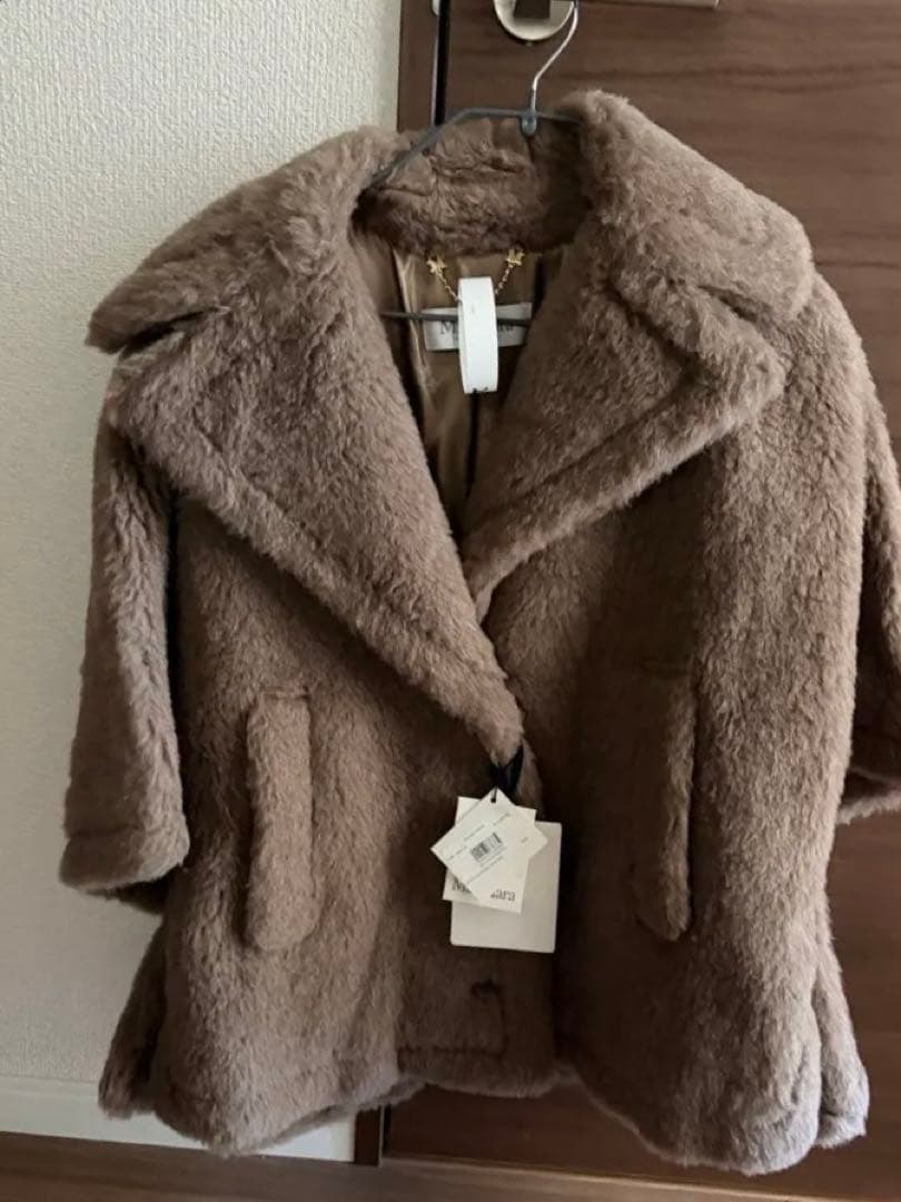 新品　マックスマーラ テディベア ケープ ALEGGIO S/M サンドベージュ