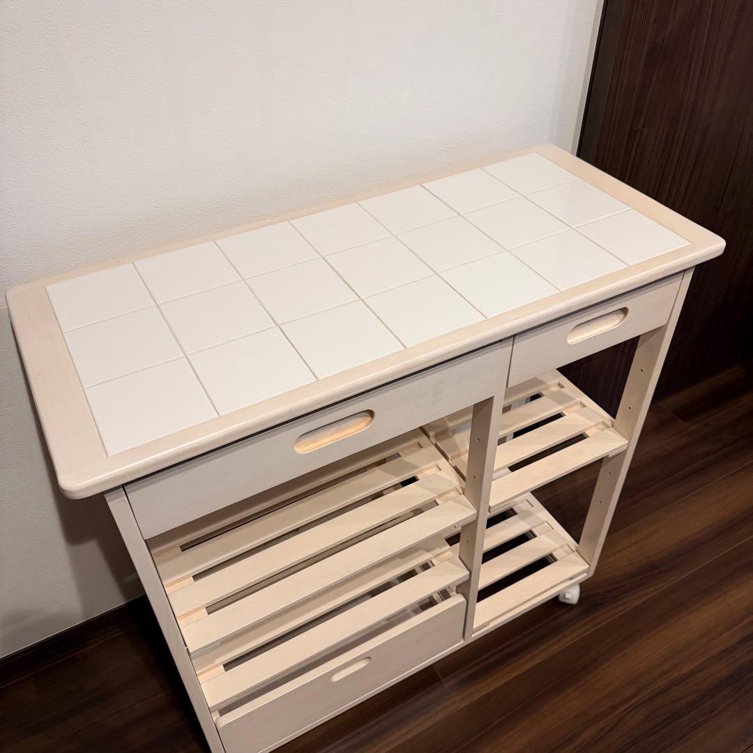 【週末限定値下げ】B-COMPANY キッチンワゴン キャスター付き ホワイト