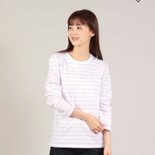 アニエスベー　ボーダーシャツ　カットソー長袖L(3)レッド