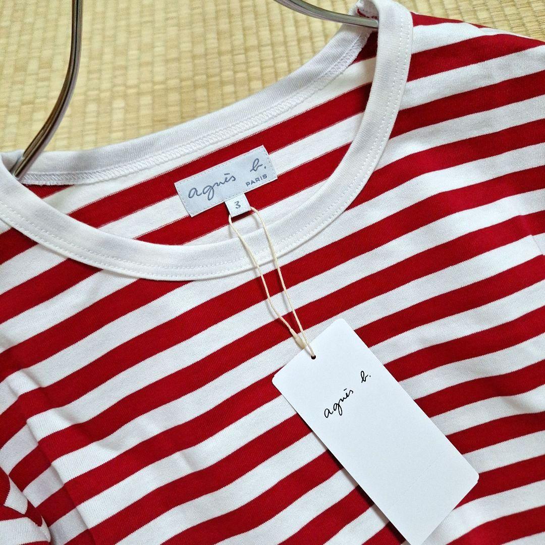 アニエスベー　ボーダーシャツ　カットソー長袖L(3)レッド