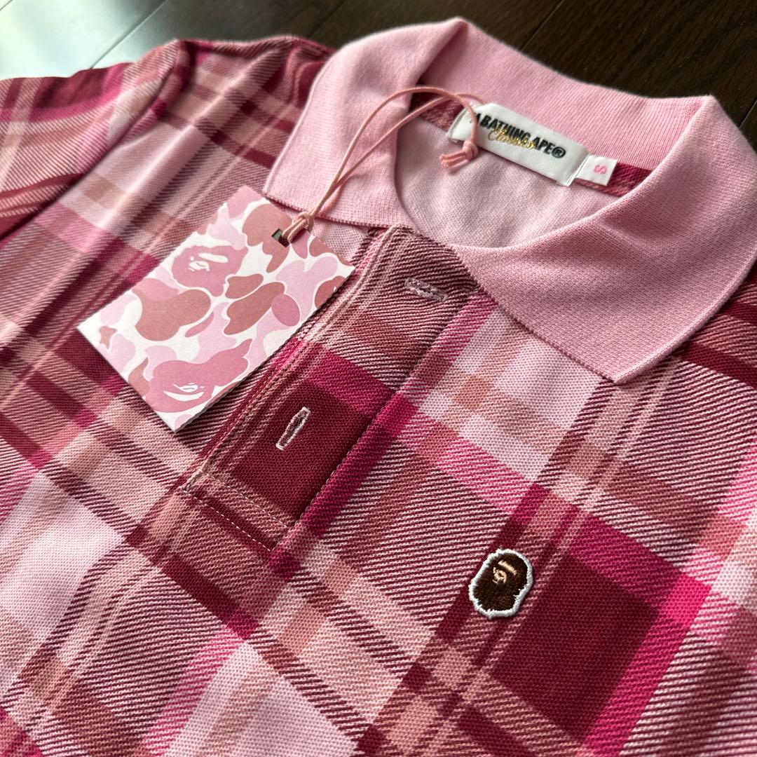 新品 A BATHING APE 半袖ポロシャツ ピンク