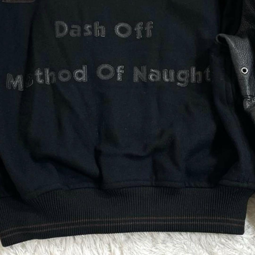 DOMON ドモン スタジャン ブラック 黒 袖レザー デカロゴ M