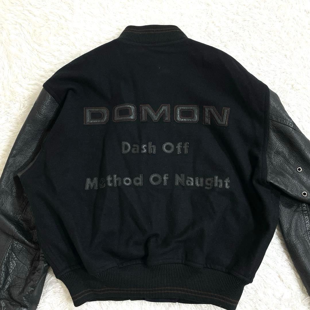 DOMON ドモン スタジャン ブラック 黒 袖レザー デカロゴ M