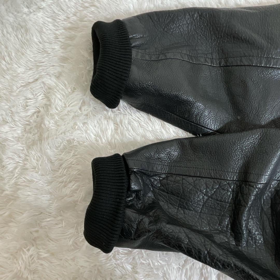 DOMON ドモン スタジャン ブラック 黒 袖レザー デカロゴ M