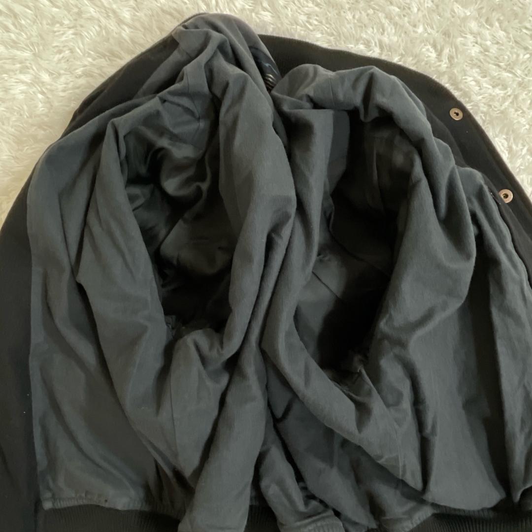 DOMON ドモン スタジャン ブラック 黒 袖レザー デカロゴ M