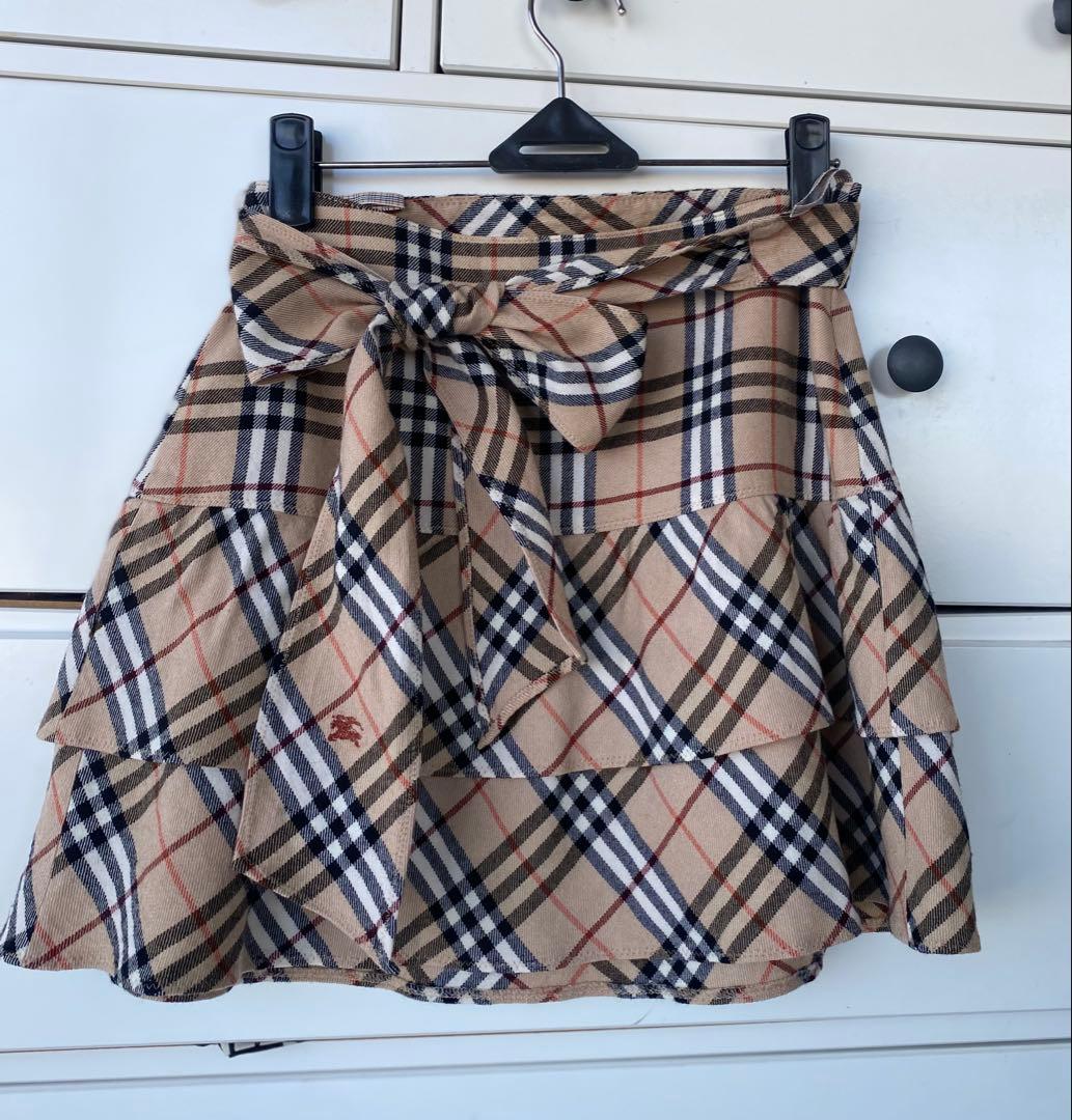 バーバリーブルーレーベル チェック柄リボンスカート36