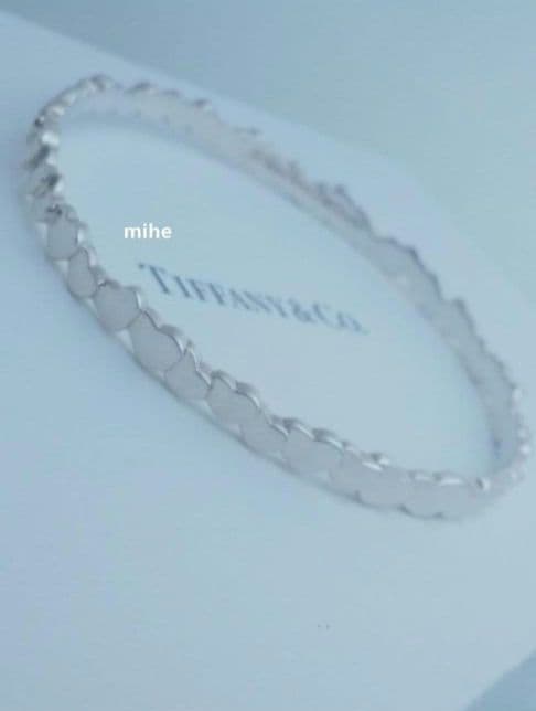 磨き済み ヴィンテージ ティファニー モダン ハート バングル シルバー