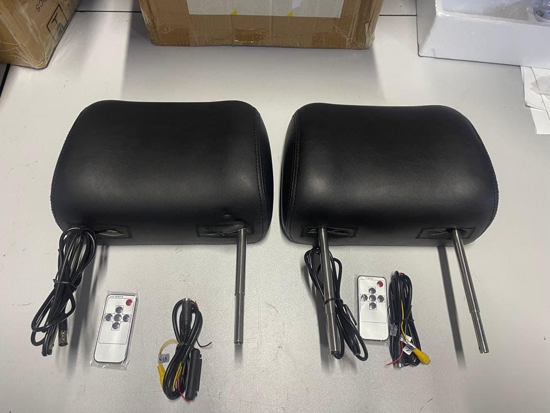 9.2インチ液晶搭載 ヘッドレストモニター 黒×茶ウッド