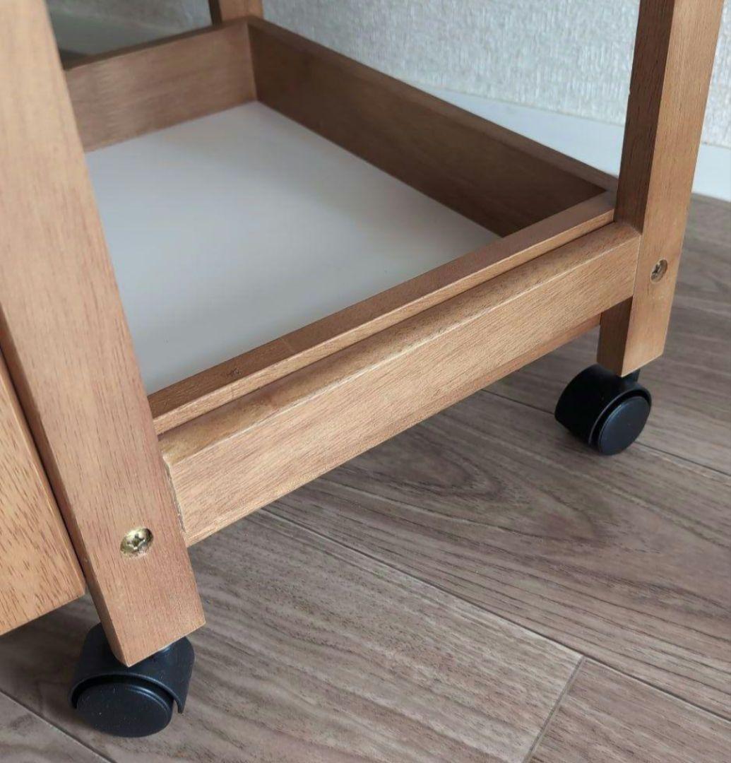 最終値下げ「山善」木製折りたたみキッチンワゴン 3段