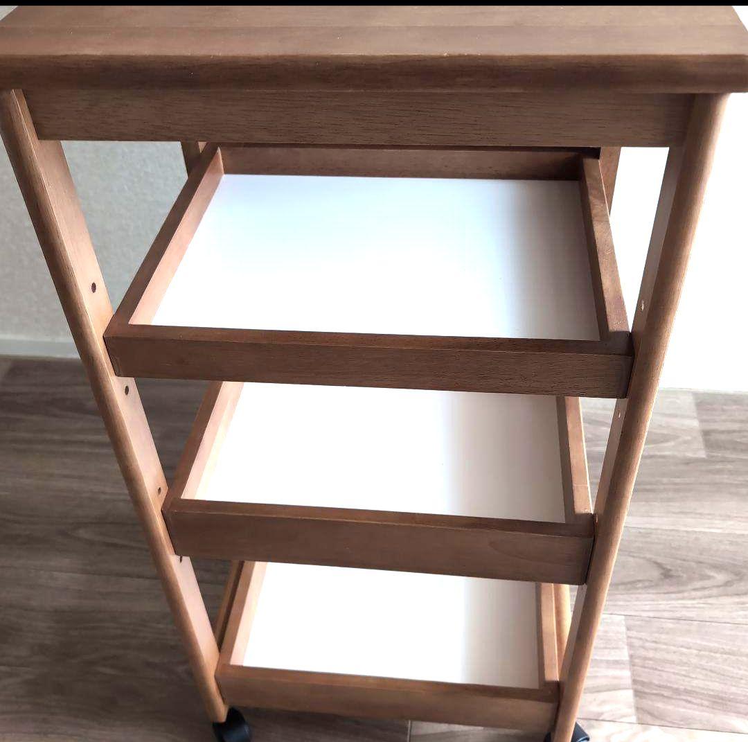 最終値下げ「山善」木製折りたたみキッチンワゴン 3段