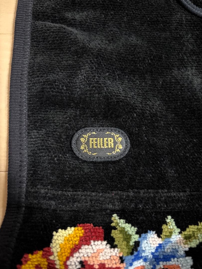 新品美品　フェイラー♡エプロン　割烹着　花柄　FEILER黒