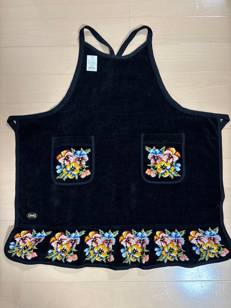 新品美品　フェイラー♡エプロン　割烹着　花柄　FEILER黒