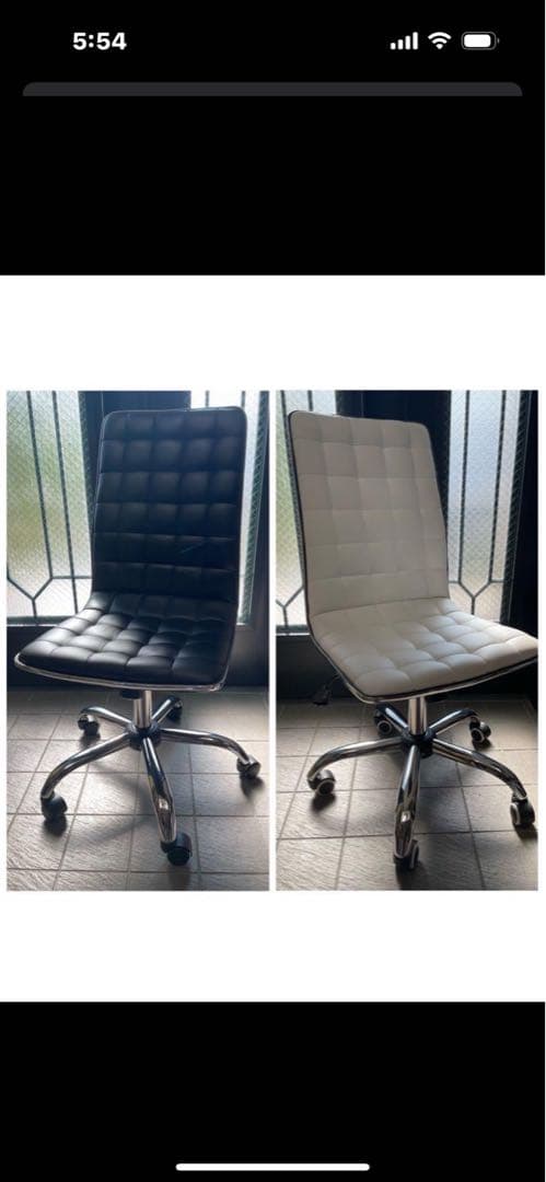 椅子、オフィスチェアー、キャスター付き、学習椅子、白、黒、座面360度回転