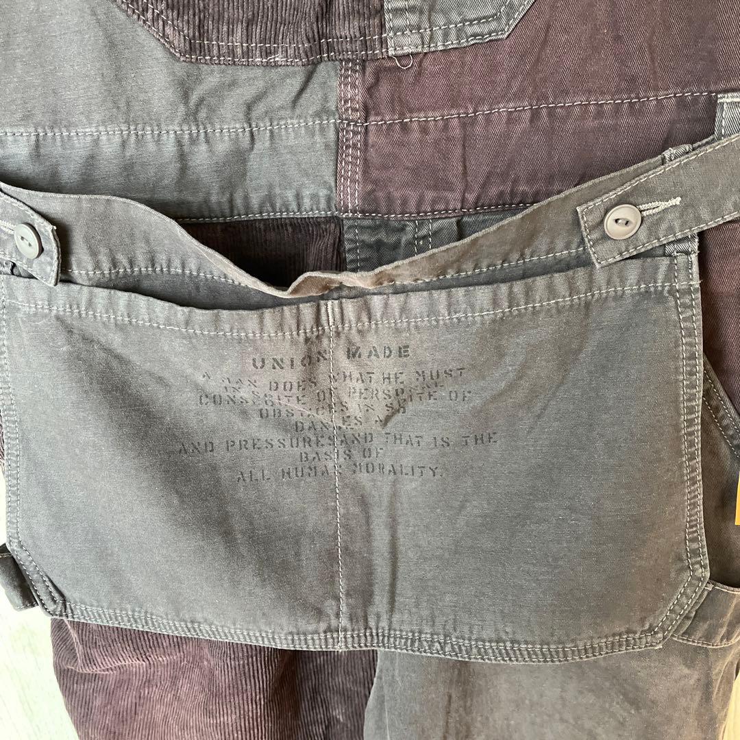 タグ付きキューブシュガーTOBILAピーチツイル×コーデュロイエプロンサロペット