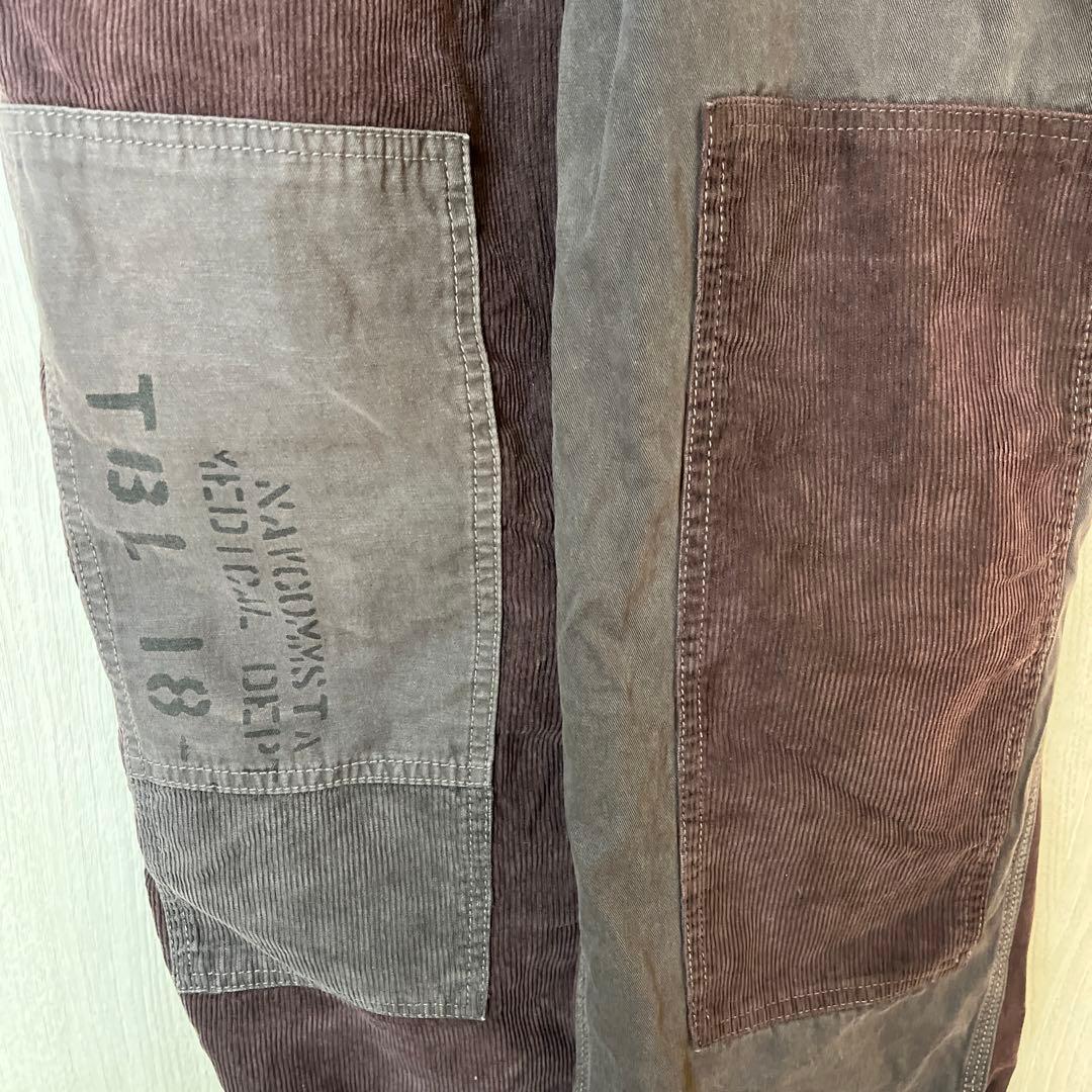 タグ付きキューブシュガーTOBILAピーチツイル×コーデュロイエプロンサロペット