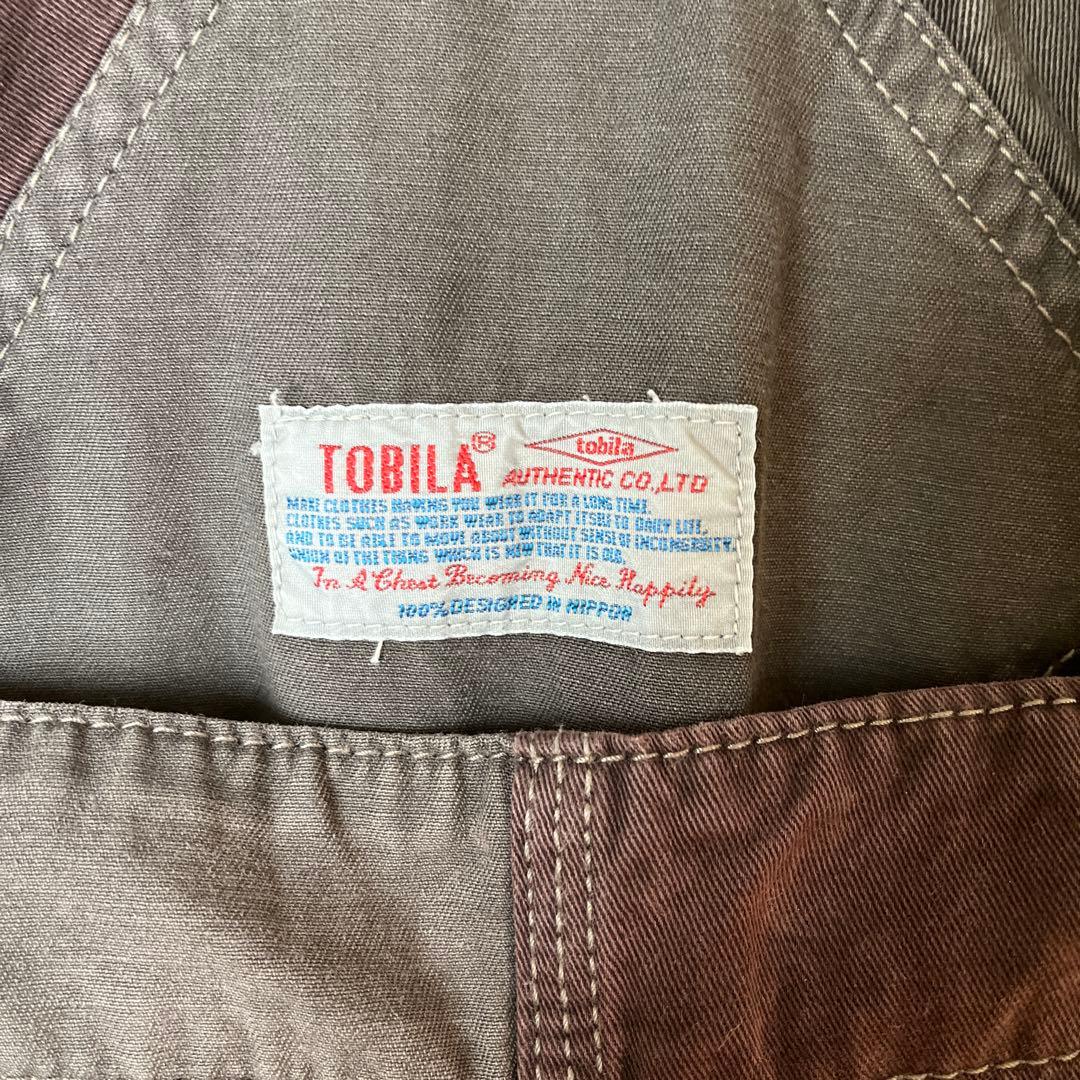 タグ付きキューブシュガーTOBILAピーチツイル×コーデュロイエプロンサロペット