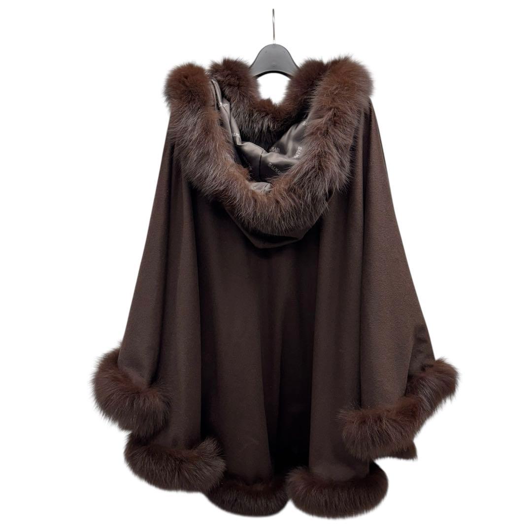 BALMAIN バルマン　カシミヤ　ケープコート　ポンチョ　シルク　マント