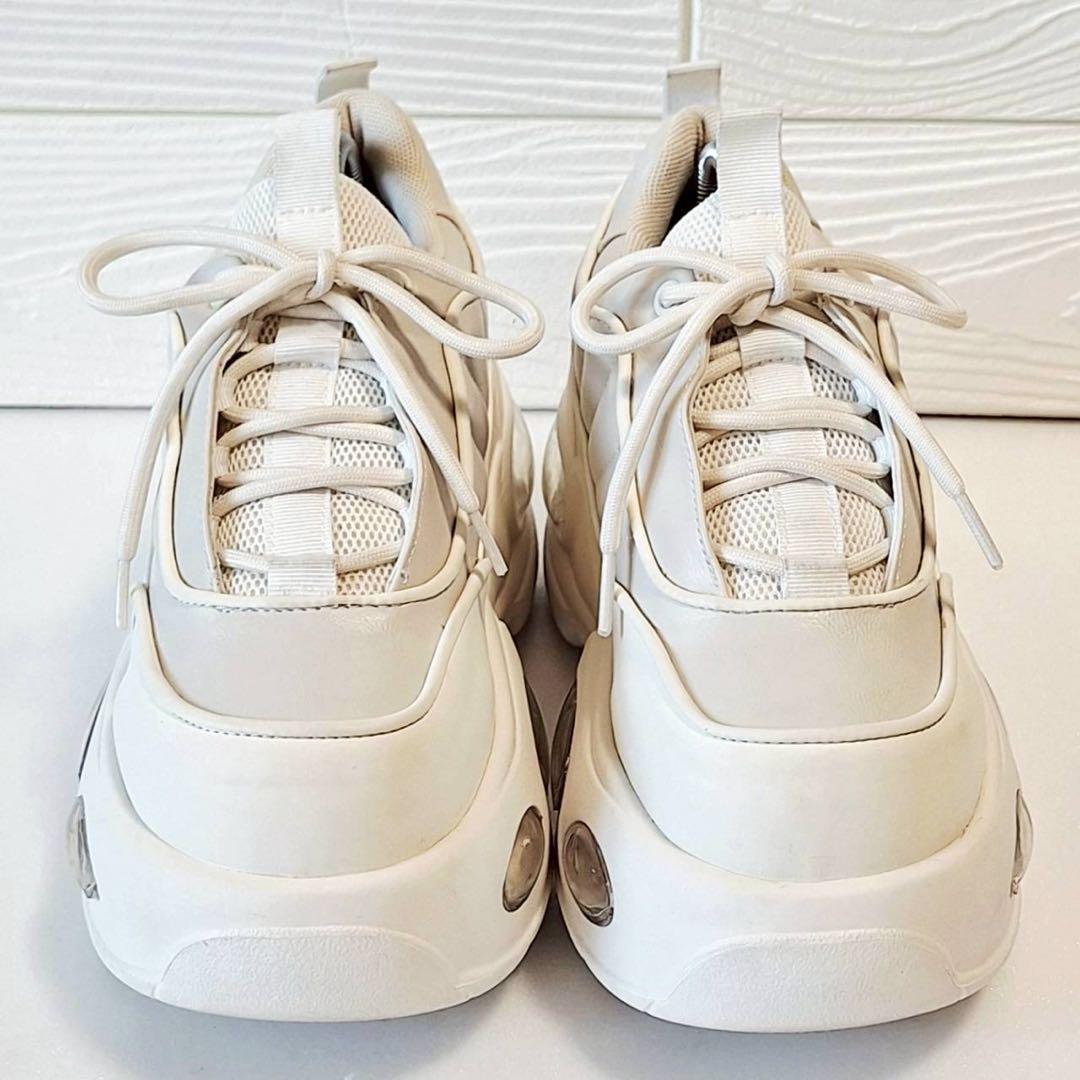 B2057【美品】SLYエアプラットフォームスニーカー 厚底 レザー M 白