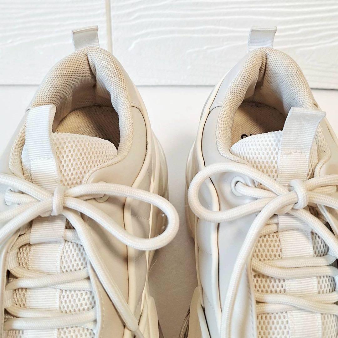 B2057【美品】SLYエアプラットフォームスニーカー 厚底 レザー M 白