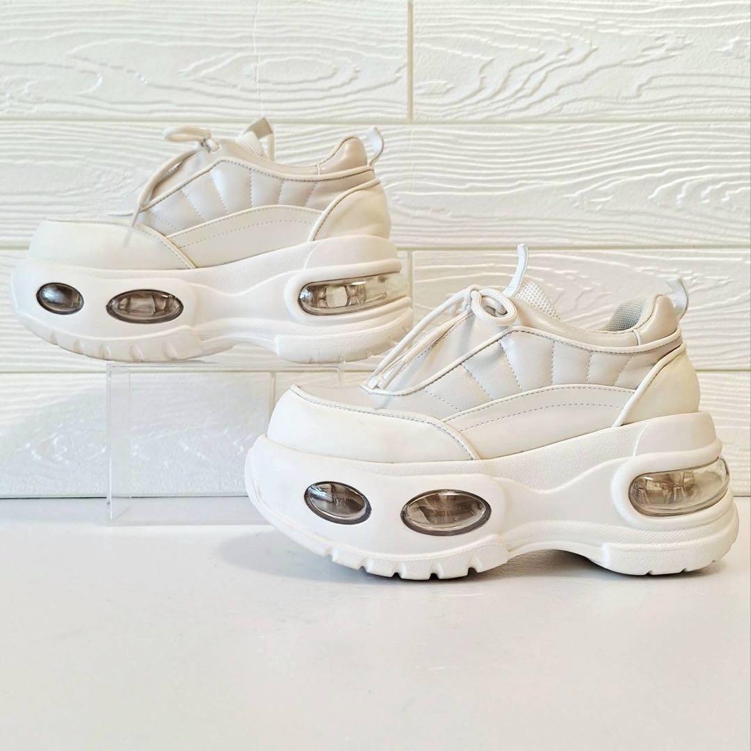 B2057【美品】SLYエアプラットフォームスニーカー 厚底 レザー M 白