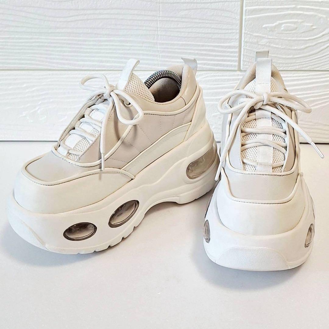 B2057【美品】SLYエアプラットフォームスニーカー 厚底 レザー M 白