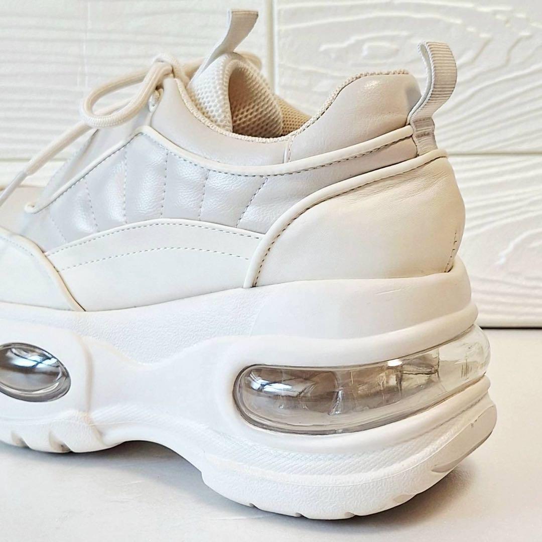 B2057【美品】SLYエアプラットフォームスニーカー 厚底 レザー M 白